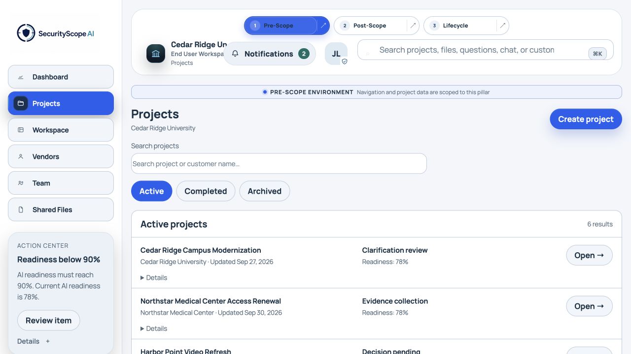 Fictional End user SSAI interface: Open project